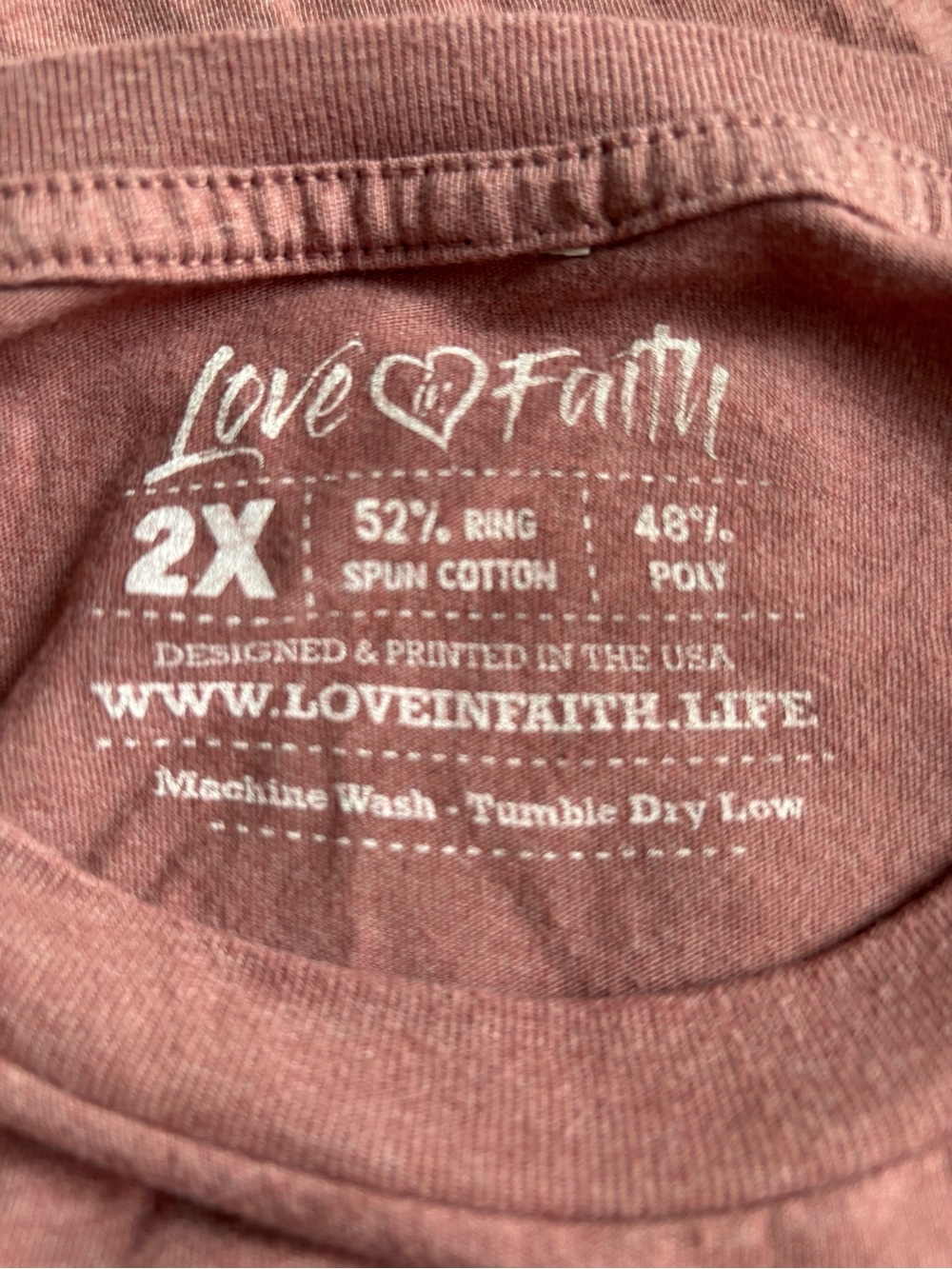 Faith In Love 2X Mauve Graphic Tee Faith Hope & Love Christian T-Shirt - Picture 3 of 3